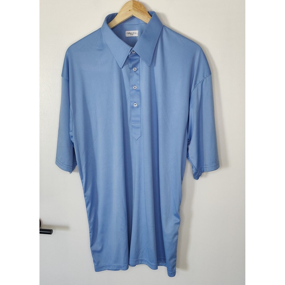 Collars & Co Polo Shirt Mens 2XL Performance Stretch Blue Golf